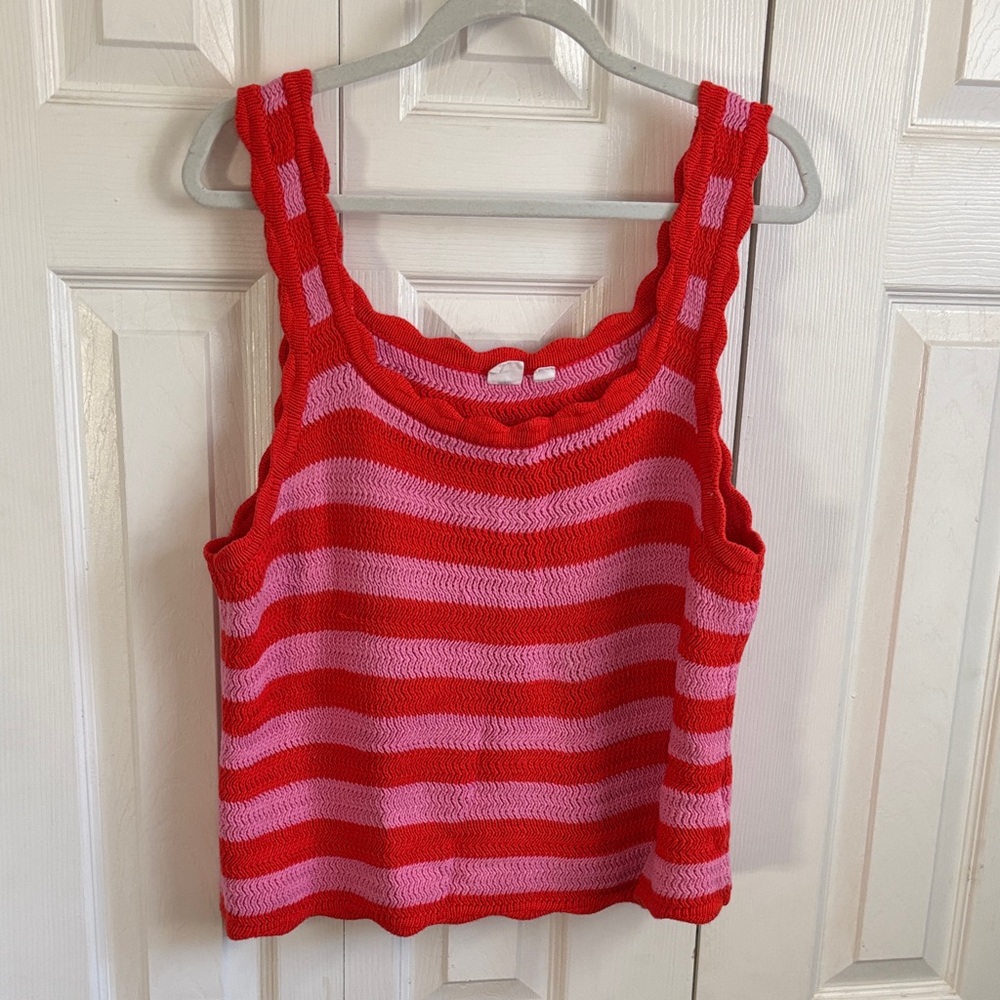 GAP Bold Red and Pink Knit Tank Top